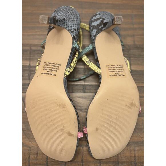 Steve Madden Snakeskin Ankle Strap Square Toe Kitten Heel Sandals 8.5 - Picture 8 of 10